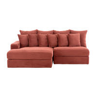 ECKSOFA cardiff terrakotta 2-sitzer cord - Terracotta, Holz (107/148cm) - Concept Usine