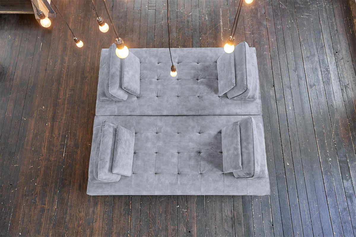 ECKSOFA WIOLO Grau Velvet - Silberfarben/Grau, Textil/Metall (350/240cm) - KAWOLA