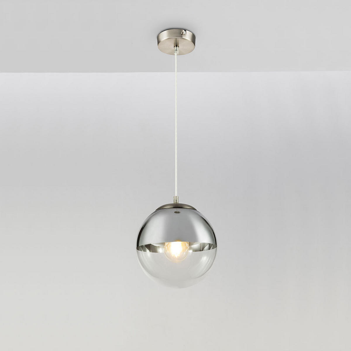 LED HÄNGELEUCHTE VARUS Chrom Silber - Silberfarben, Glas (25/25/120cm) - Globo Lighting
