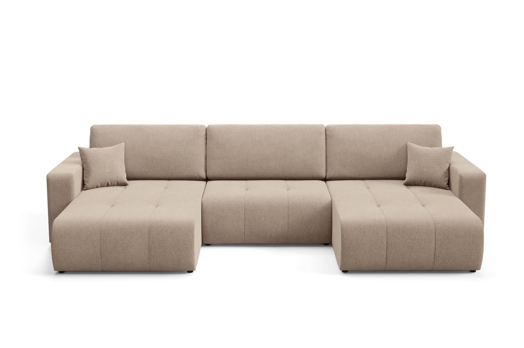 WOHNLANDSCHAFT Augusto - Beige, Holzwerkstoff/Textil (344/82/149cm) - Fun Möbel