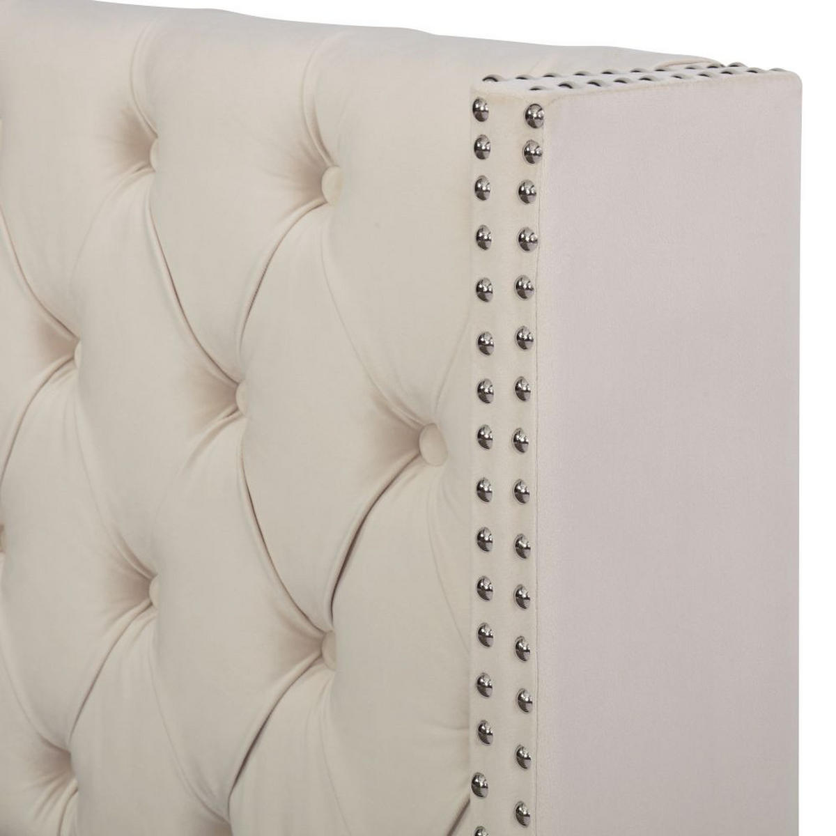 POLSTERBETT 140/200 cm in Beige Samt - Beige, Holz/Textil (140/200cm) - KOMHTOM