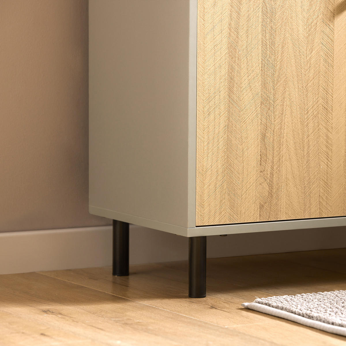 WASCHBECKENUNTERSCHRANK Grau - Naturfarben/Grau, Holzwerkstoff/Metall (60/60/30cm) - SoBuy