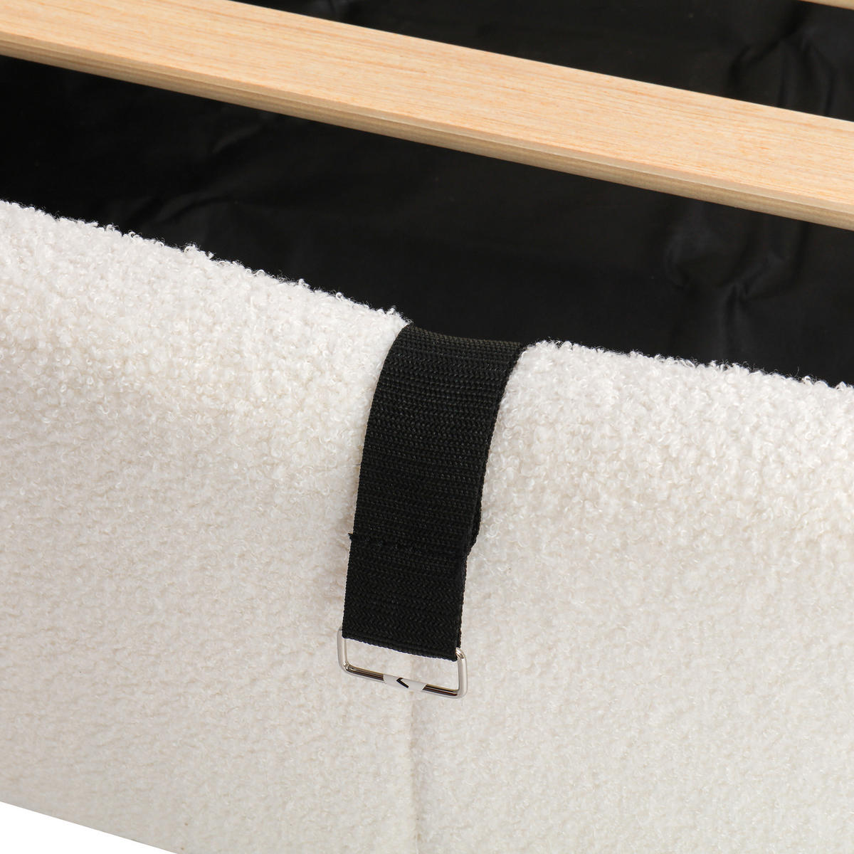POLSTERBETT mit Stauraum und USB 90x200 cm Bouclé Beige - Beige, Metall (90/200cm) - Meubliv