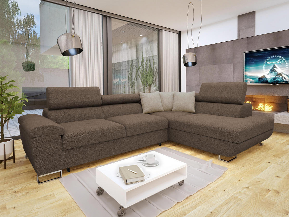 ECKSOFA Cotere, Seite: Rechts - Braun, Holz/Textil (270/202cm) - MIRJAN24