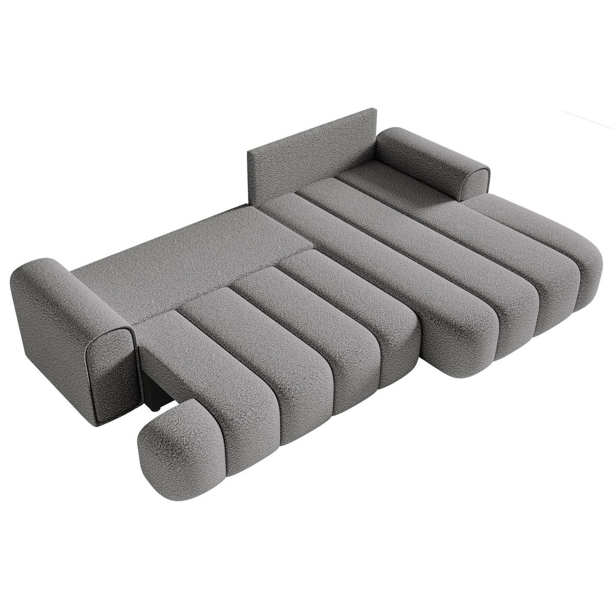 ECKSOFA Dandelino Grau mit Bouclé-Bezug, rechts - Schwarz/Grau, Kunststoff/Textil (172/271cm) - Selsey