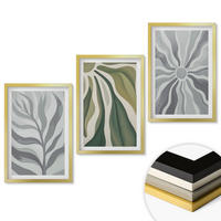 WANDBILDER 3er Set - 40x60 cm Goldrahmen - Pflanzenmuster in Grün - Goldfarben, Kunststoff (40/60cm) - ArtPrintCave