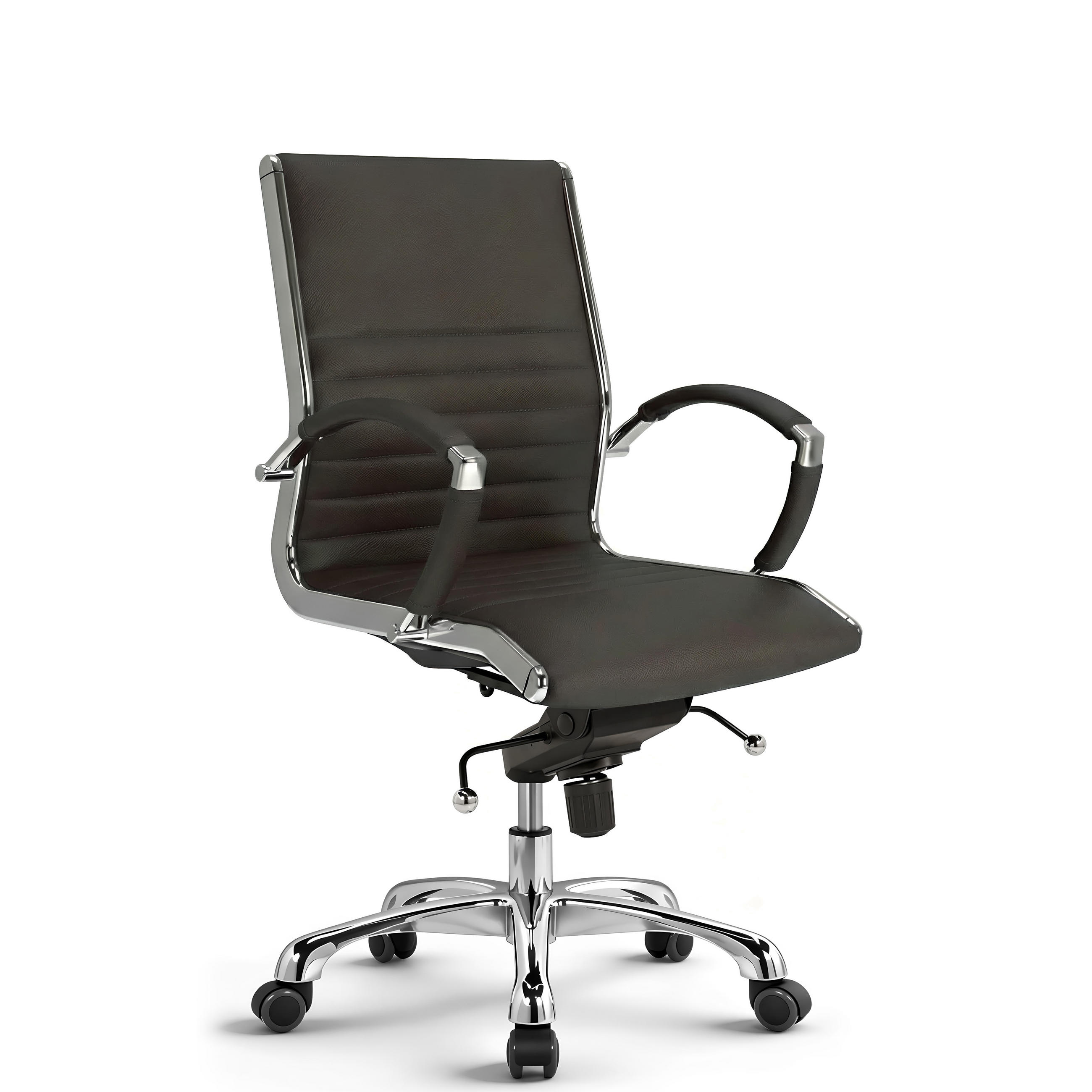 DREHSTUHL Montreal Echtleder Braun – ergonomisch, 150 kg belastbar, Sitzhöhe 46-54cm - Braun, Leder/Metall (60/97/60cm) - Versee