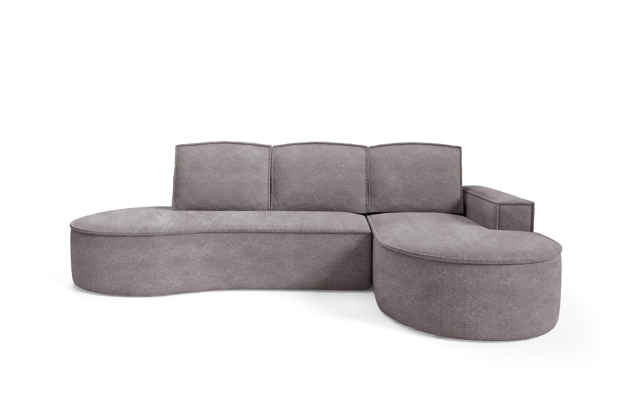ECKSOFA Flow Grau, mit Schlaffunktion und Kissen in Abriamo Stoff, rechte seite - Grau, Holzwerkstoff/Textil (277/157cm) - Bettso