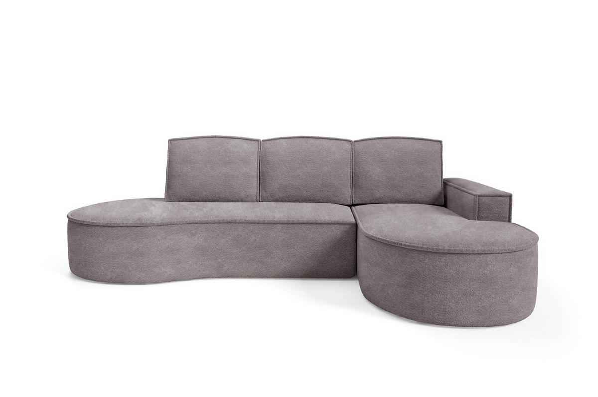 ECKSOFA Flow Grau, mit Schlaffunktion und Kissen in Abriamo Stoff, rechte seite - Grau, Holzwerkstoff/Textil (277/157cm) - Bettso