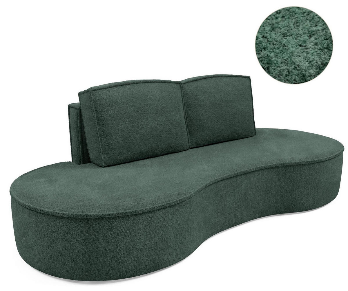 SOFA Flow Grün, mit Kissen in Abriamo Stoff - Dunkelgrün/Grün, Holzwerkstoff (234/88/101cm) - Bettso