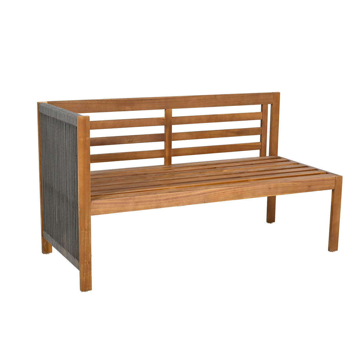 GARTENSET 187x187x71cm grau aus Massivholz, handgewebt - Grau, Textil - Modfu