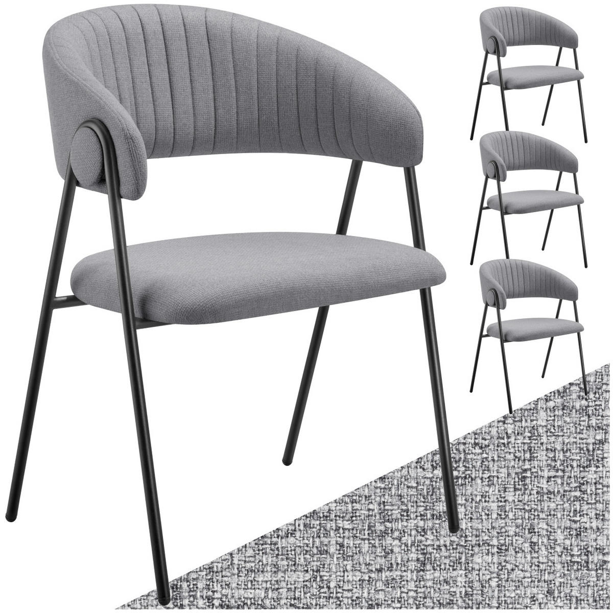 ARMLEHNSTUHL 4er Set Bedano 60 x 58 x 85 cm grau - Grau, Kunststoff (60/85/58cm) - tectake