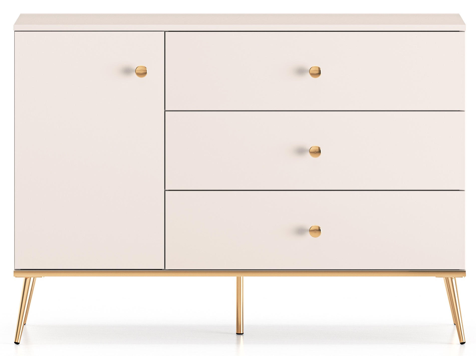 SIDEBOARD Selgin Greige 120 cm - Taupe/Goldfarben, Holzwerkstoff/Metall (120/84.8/39.7cm) - Selsey