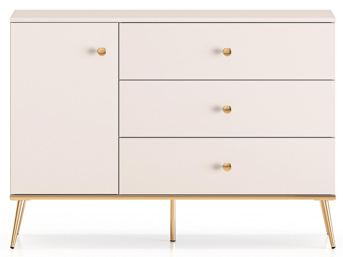SIDEBOARD Selgin Greige 120 cm - Taupe/Goldfarben, Holzwerkstoff/Metall (120/84.8/39.7cm) - Selsey