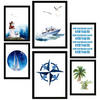 POSTER Set Mit 6 Komposition Meer Und Strand A3 & A4 Schwarzer Rahmen - Schwarz, Papier (29/3cm) - Nacnic