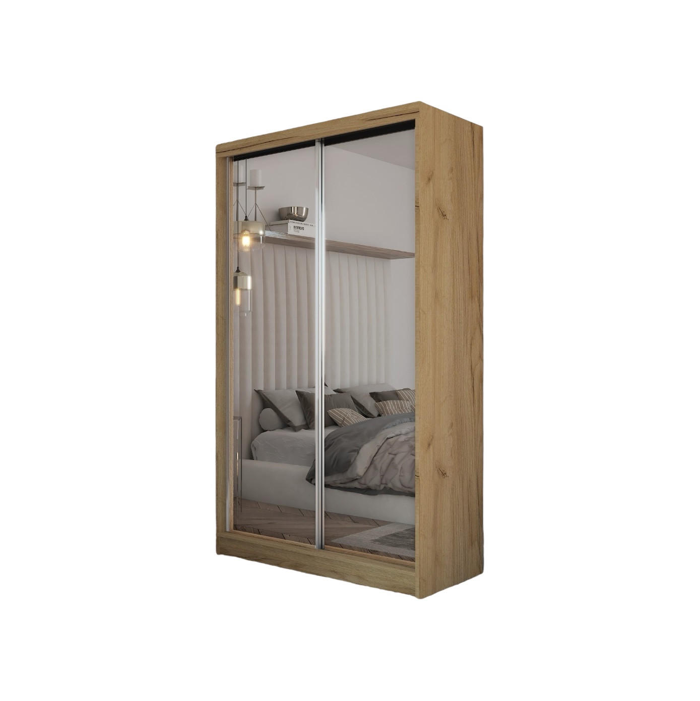 SCHWEBETÜRENSCHRANK Darix 120 cm mit Spiegel, 2-türig, artisan - Braun, Kunststoff (120/216/61cm) - Margaret Hadas24
