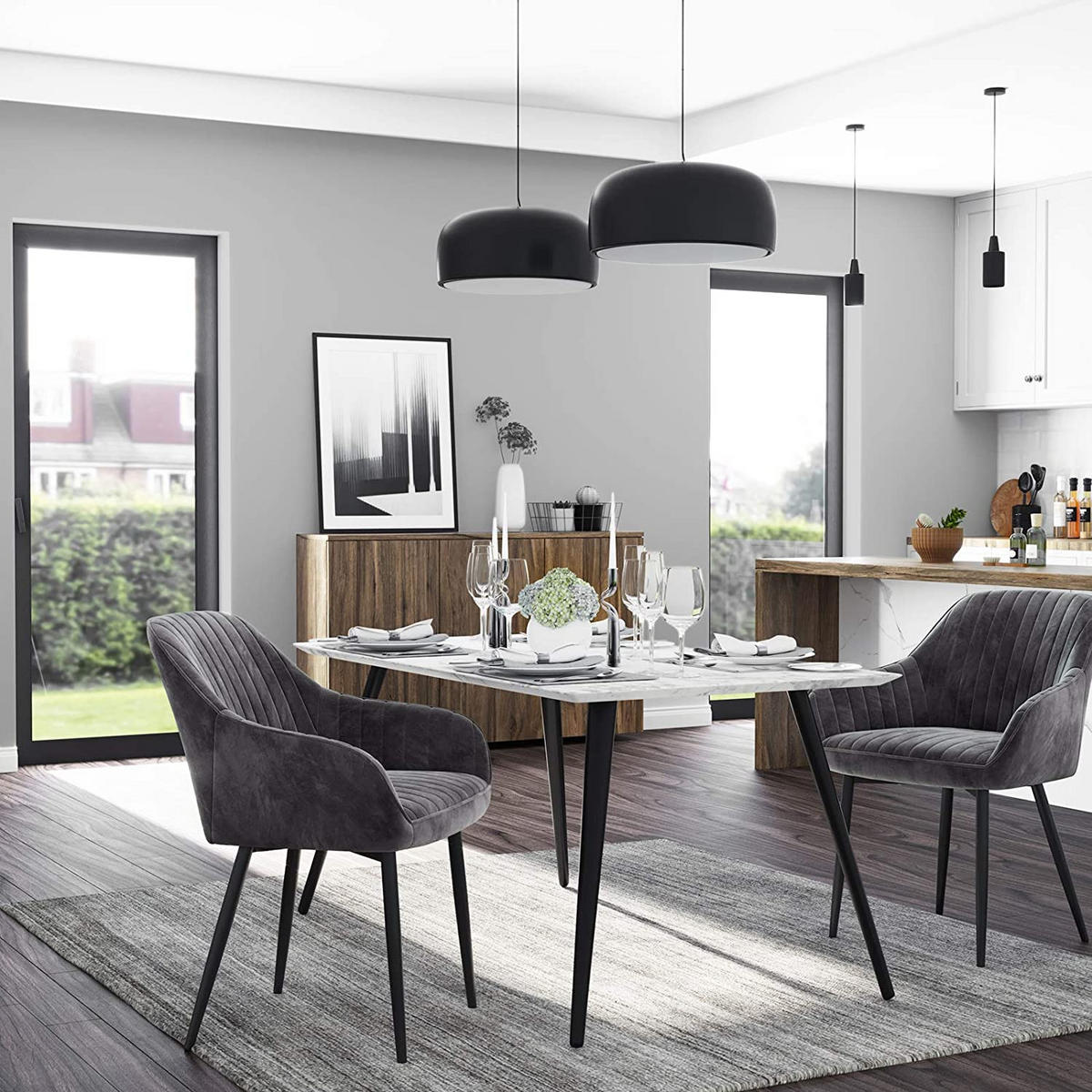 ESSZIMMERSTUHL MIT METALLBEINEN 6ER-SET - Grau, Holzwerkstoff (60/85/62.5cm) - Hansiro