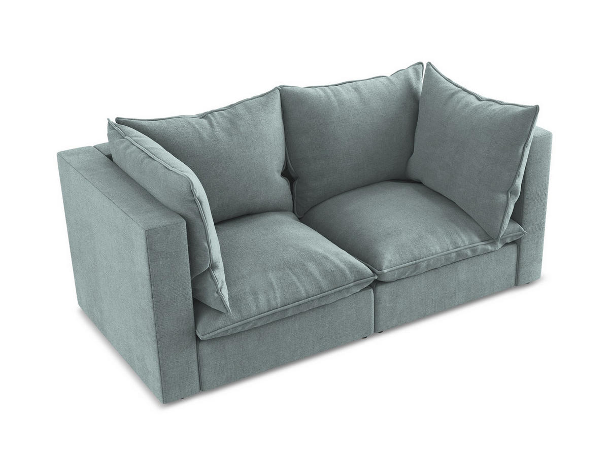 2-SITZER SOFA Strukturstoff Blau - Pastellblau/Schwarz, Holzwerkstoff/Kunststoff (180/77/90cm) - Makamii