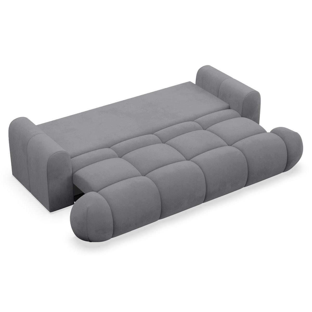 3-SITZER SOFA Ombo Doce Grau wasserabweisender Samt - Schwarz/Grau, Kunststoff/Textil (250/92/110cm) - Selsey