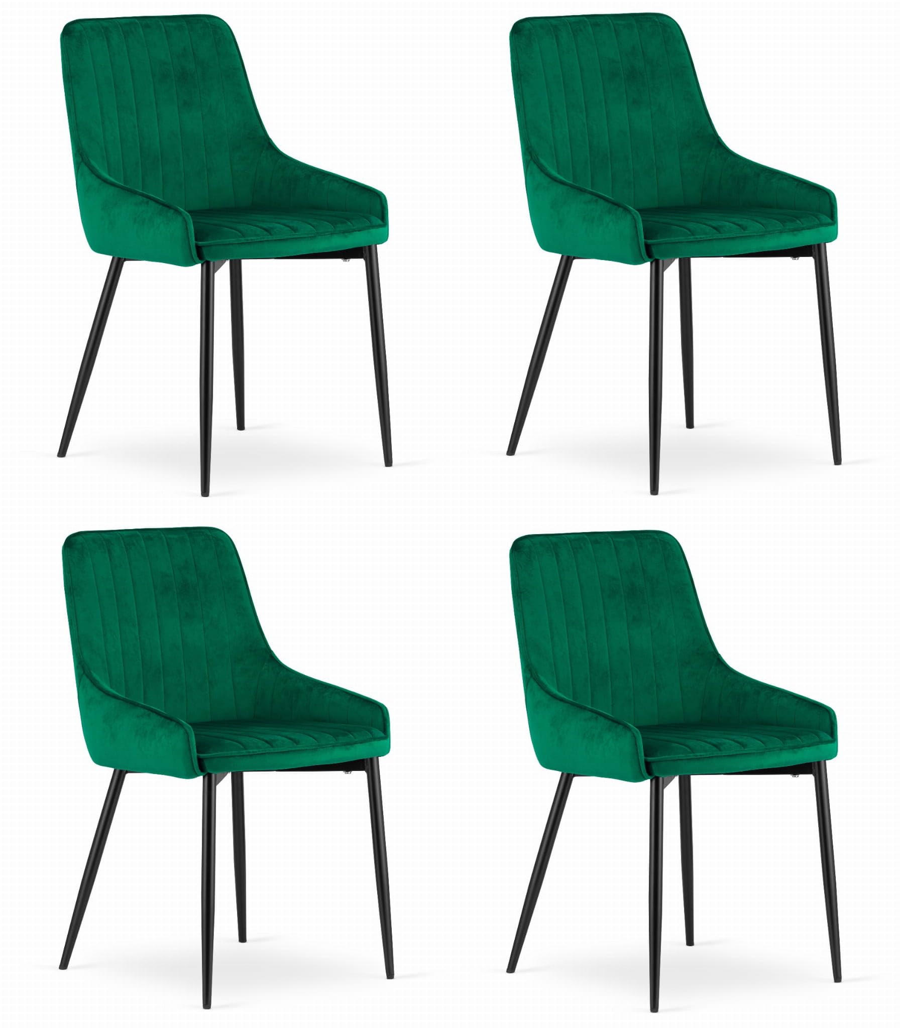 ESSZIMMERSTUHL 4er Set Grüner Velours, vertikale Rückenlehne, bequeme Sitzfläche - Grün, Textil (38/84/46cm) - Best For Home