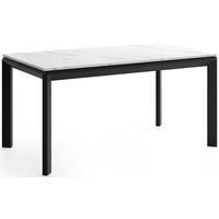 ESSTISCH Elan rechteckig ausziehbar verlängerbar mit Schwarzen Metallbeinen, Marmor Weiß 180-270/90/76 cm - Ecru/Schwarz, Holzwerkstoff/Metall (90/270/76cm) - WFL GROUP