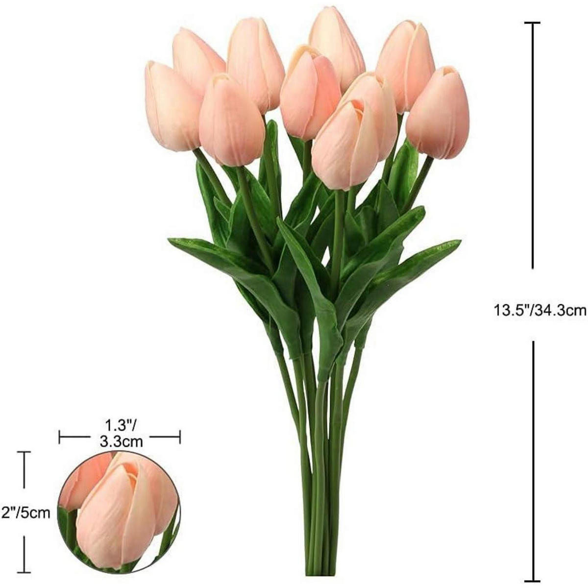 KÜNSTLICHE Tulpen 20 Stück Set Rosa 34 cm - Rosa, Kunststoff (34cm)