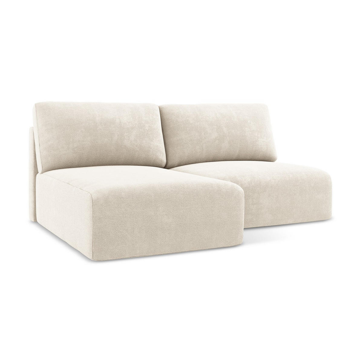 ECKSOFA mit Schlaffunktion links Chenille Stoff Beige - Beige/Creme, Kunststoff/Textil (149/210cm) - LaMiaSofa