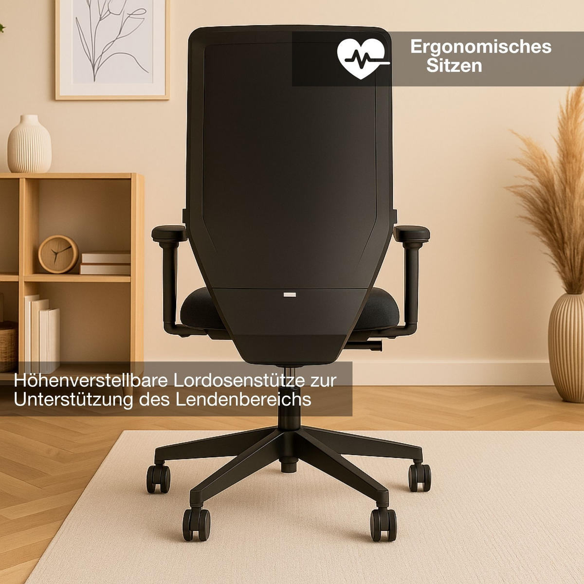 DREHSTUHL Bürostuhl Streamo Synchronmechanik mit Polster - Schwarz, Textil (65/116/63.5cm) - ASSMANN