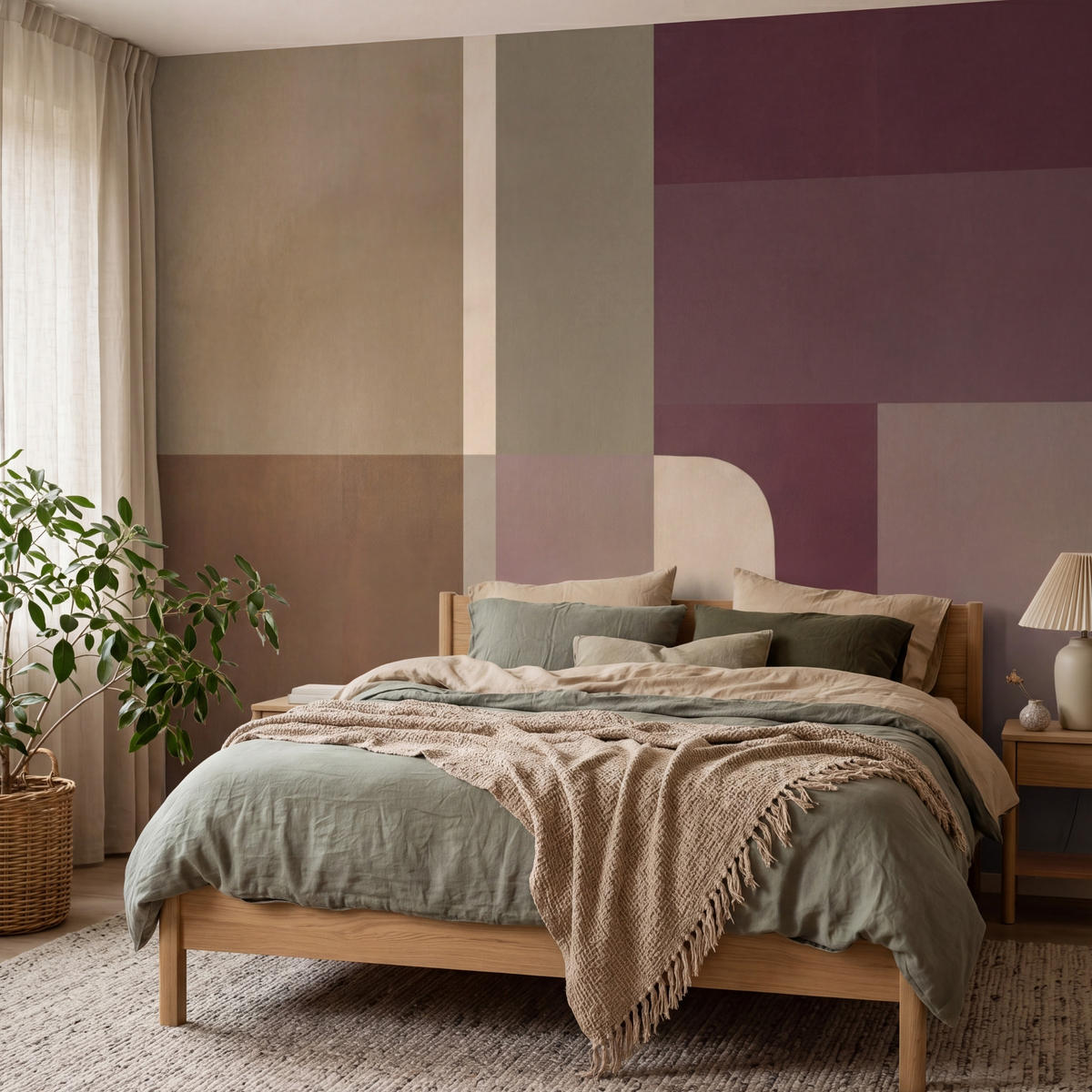 TAPETE - Unis - Abstrakt - Bordeaux - Linien - 350x300 cm - Multicolor, Papier (350/300cm) - OnlyWow