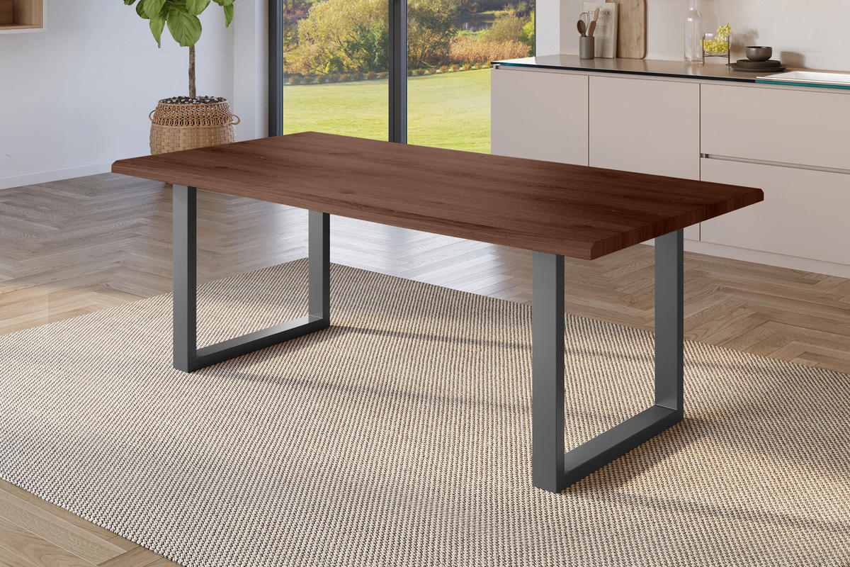 ESSTISCH JULIUS U - Nussbaumfarben, Holz (100/240/77cm) - SAM