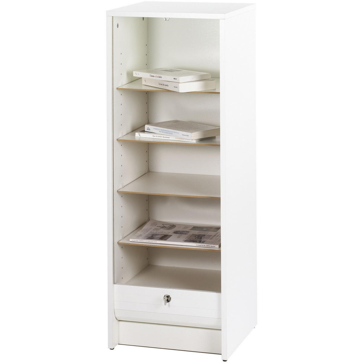 AKTENSCHRANK mit Rolladentür 38,5/35/104cm - Weiß, Holzwerkstoff (35/104/38.5cm) - Simmob