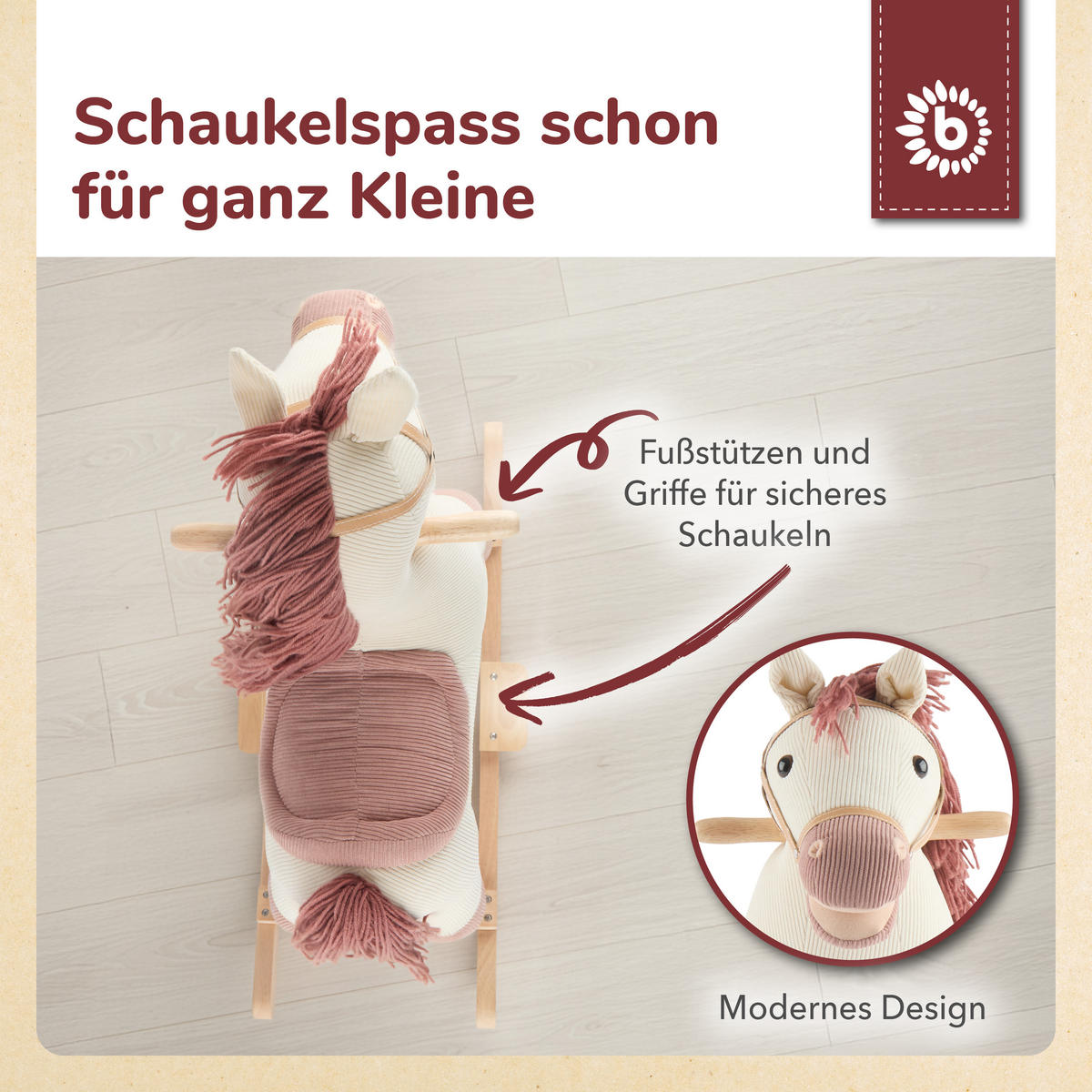 SCHAUKELTIER Plüsch Schaukelpferd - Weiß, Textil (68/56/26cm) - Bieco Spielwaren