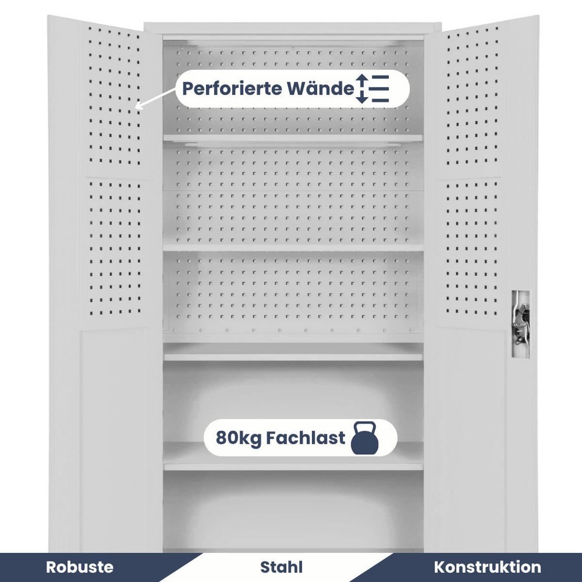 WERKZEUGSCHRANK mit Lochwand BRUNO Werkzeugwand 185x92x50cm Grau - Grau, Metall (92/185/50cm) - Jan Nowak