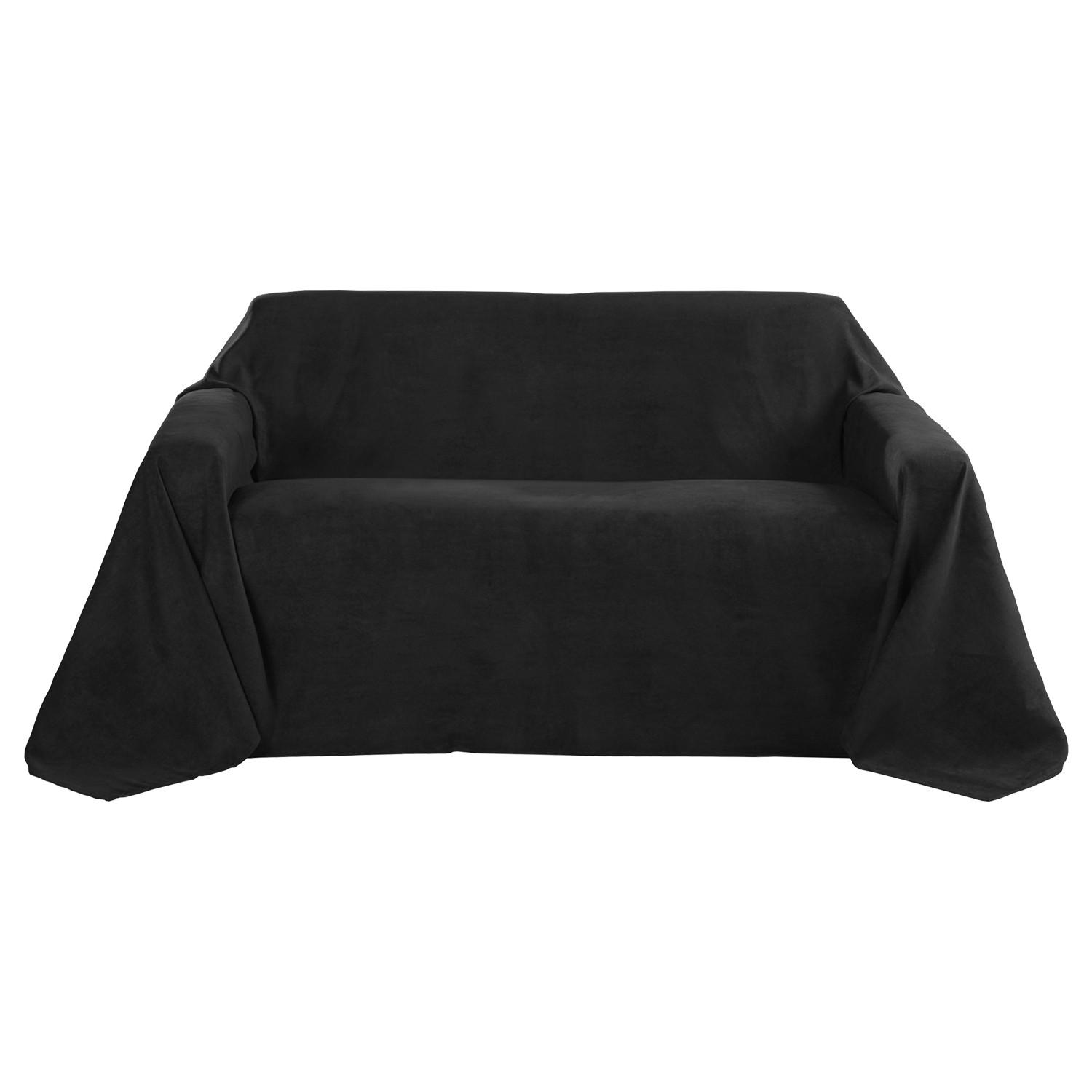 Beautissu Tagesdecke Schwarz 210x280 cm