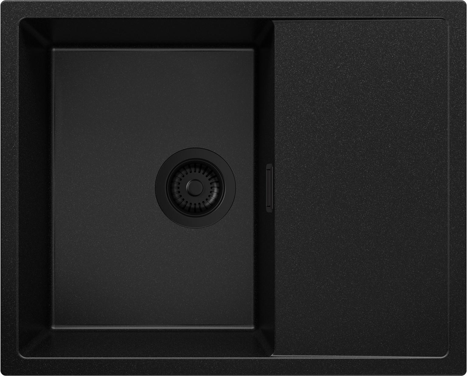 SPÜLBECKEN Ibiza, 2-er set Alles Schwarz 62/50 cm 1 Becken + Ablauf-Set ab 45er Unterschrank - Schwarz, Kunststoff (62/19/50cm) - Primagran