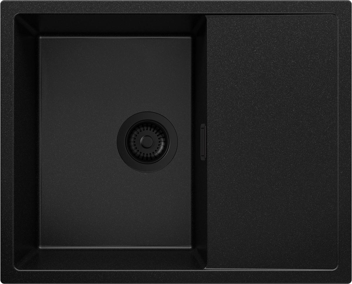 SPÜLBECKEN Ibiza, 2-er set Alles Schwarz 62/50 cm 1 Becken + Ablauf-Set ab 45er Unterschrank - Schwarz, Kunststoff (62/19/50cm) - Primagran