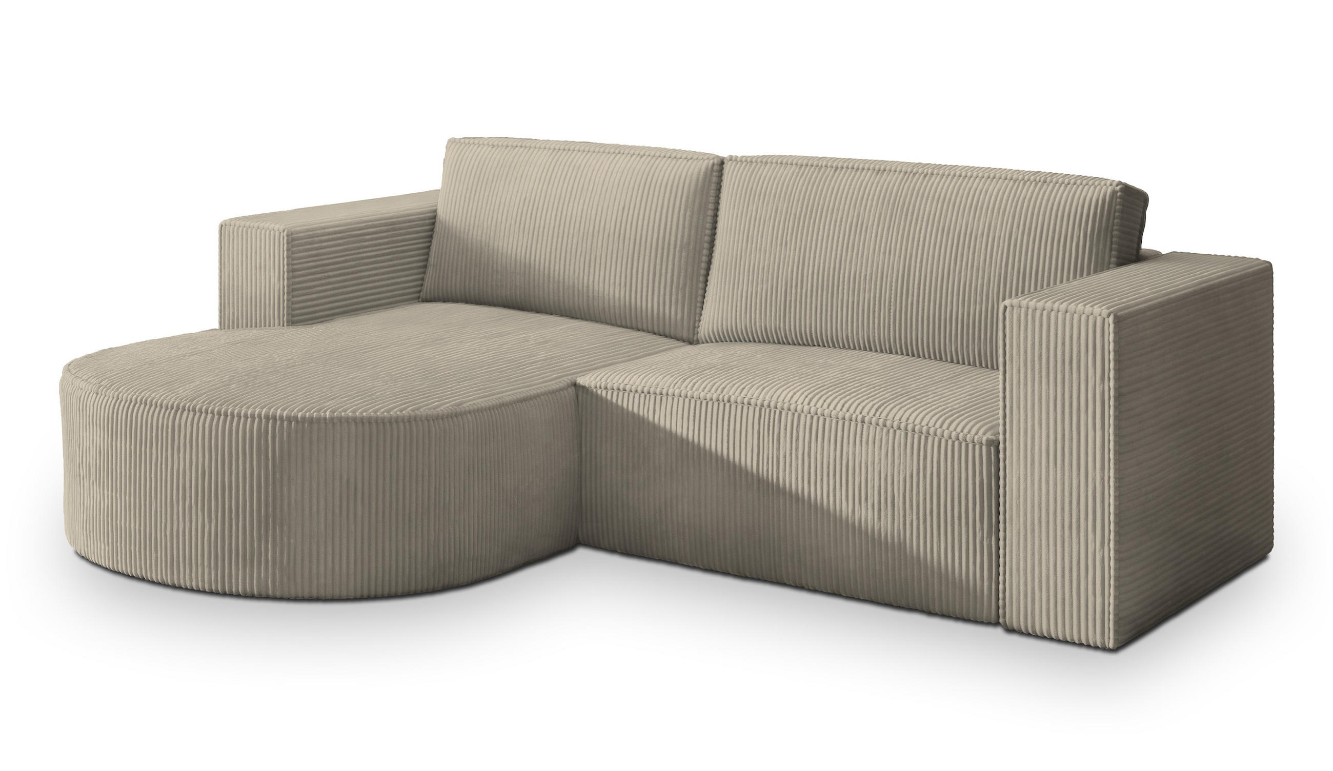 ECKSOFA SORELA P L-S Beige Kordstoff mit Schlaffunktion - Beige, Holz (263/174cm) - MASSENO