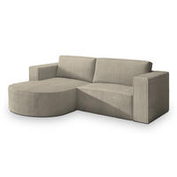 ECKSOFA SORELA P L-S Beige Kordstoff mit Schlaffunktion - Beige, Holz (263/174cm) - MASSENO