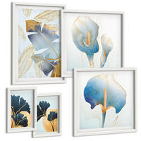 BILDER SET 5er Set - 50x50 cm & 20x30 cm & 40x60 cm Weißer Rahmen - Zitronenweinporträt Kahlo - Weiß, Kunststoff (40/60cm) - TULUP