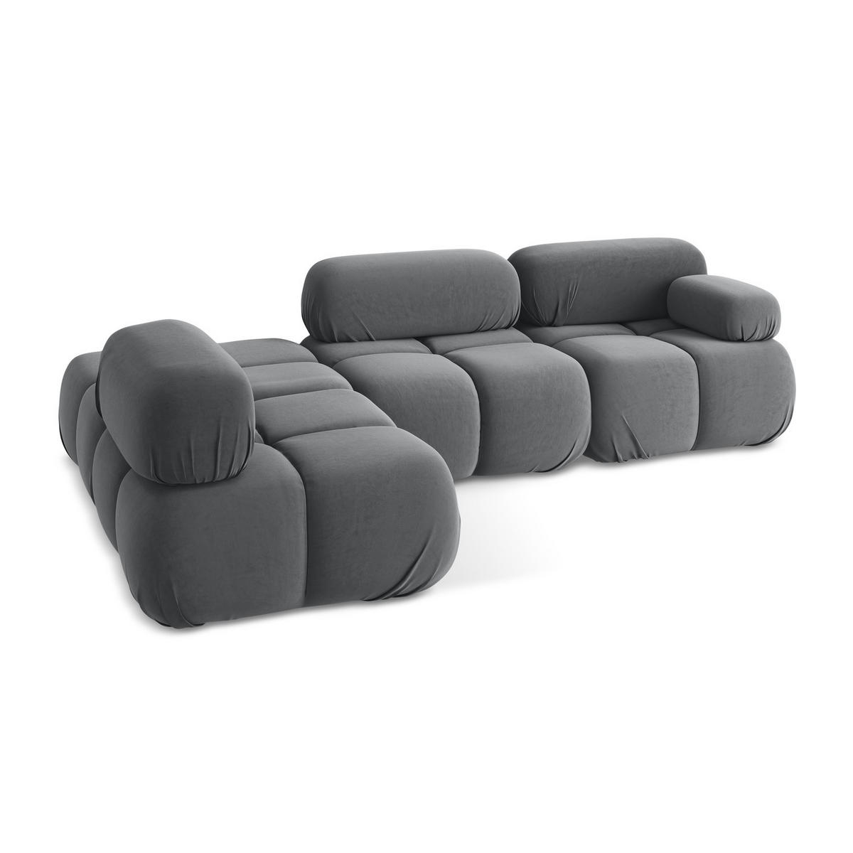 ECKSOFA Links Samt Stoff Grau - Dunkelgrau/Schwarz, Kunststoff/Textil (190/285cm) - LaMiaSofa