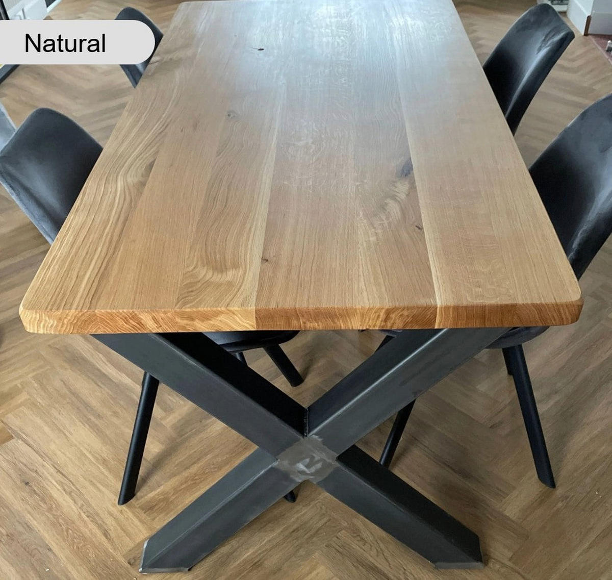 ESSTISCH Sophisticated Oak - Natur - 120/100/76 cm - Schwarz/Naturfarben, Holz/Metall (120/100/76cm) - TRL Handmade Furniture