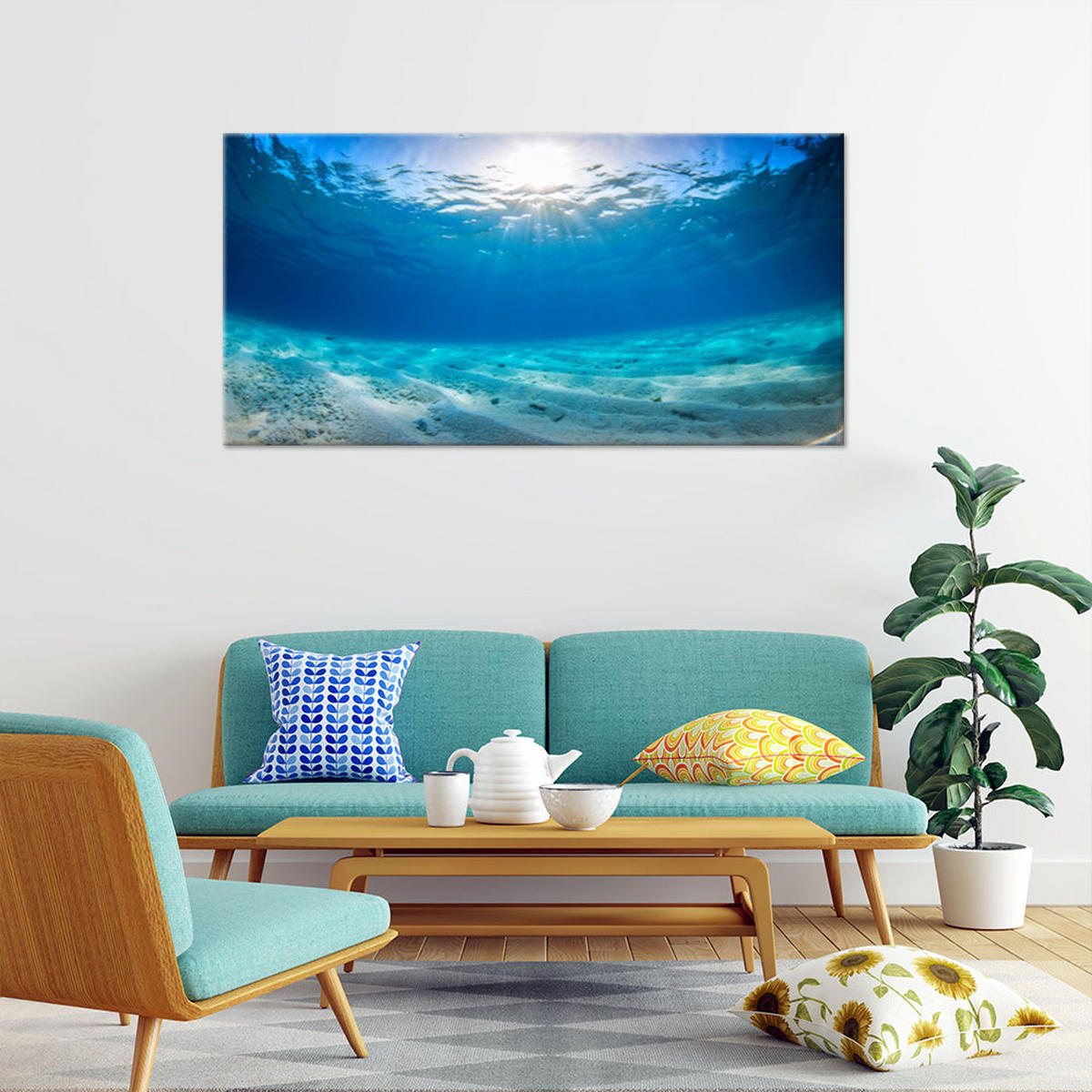 WANDBILD tiefen des meeres natur - Blau, Textil (80/40cm) - Feeby