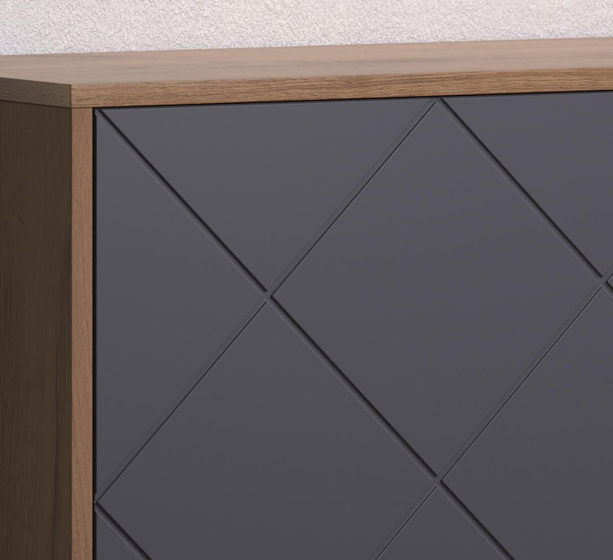 SIDEBOARD Graphite grau, Eiche Kraft Gold 183 x 76 cm, Kommode mit Soft-Close - Eichefarben/Schwarz, Holzwerkstoff/Kunststoff (183/76/40cm) - Top.Furn