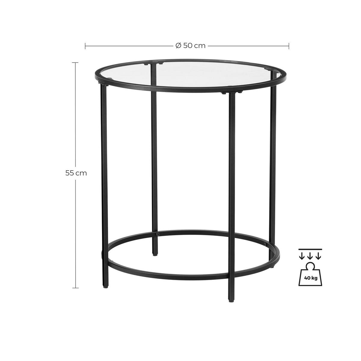 BEISTELLTISCH NACHTTISCH - Schwarz, Metall (50/50/55cm) - Hansiro