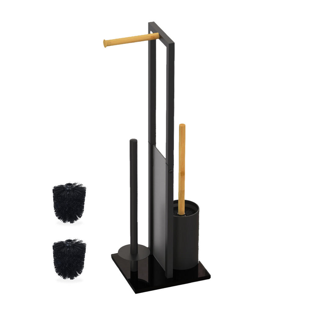 SET-WC Negru bambus metal pe suport