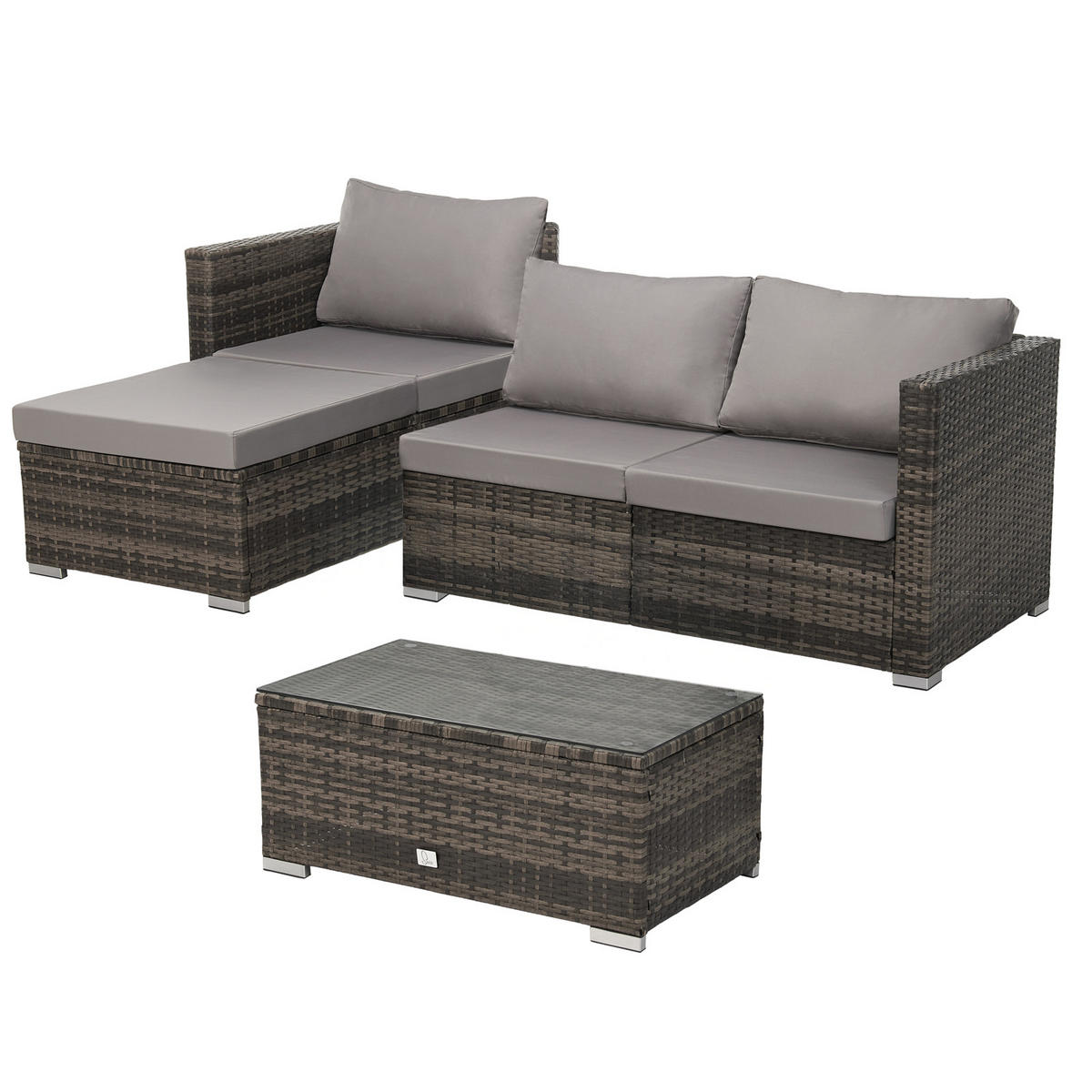 GARTENLOUNGE Queens Braun - Braun/Grau, Kunststoff - SVITA
