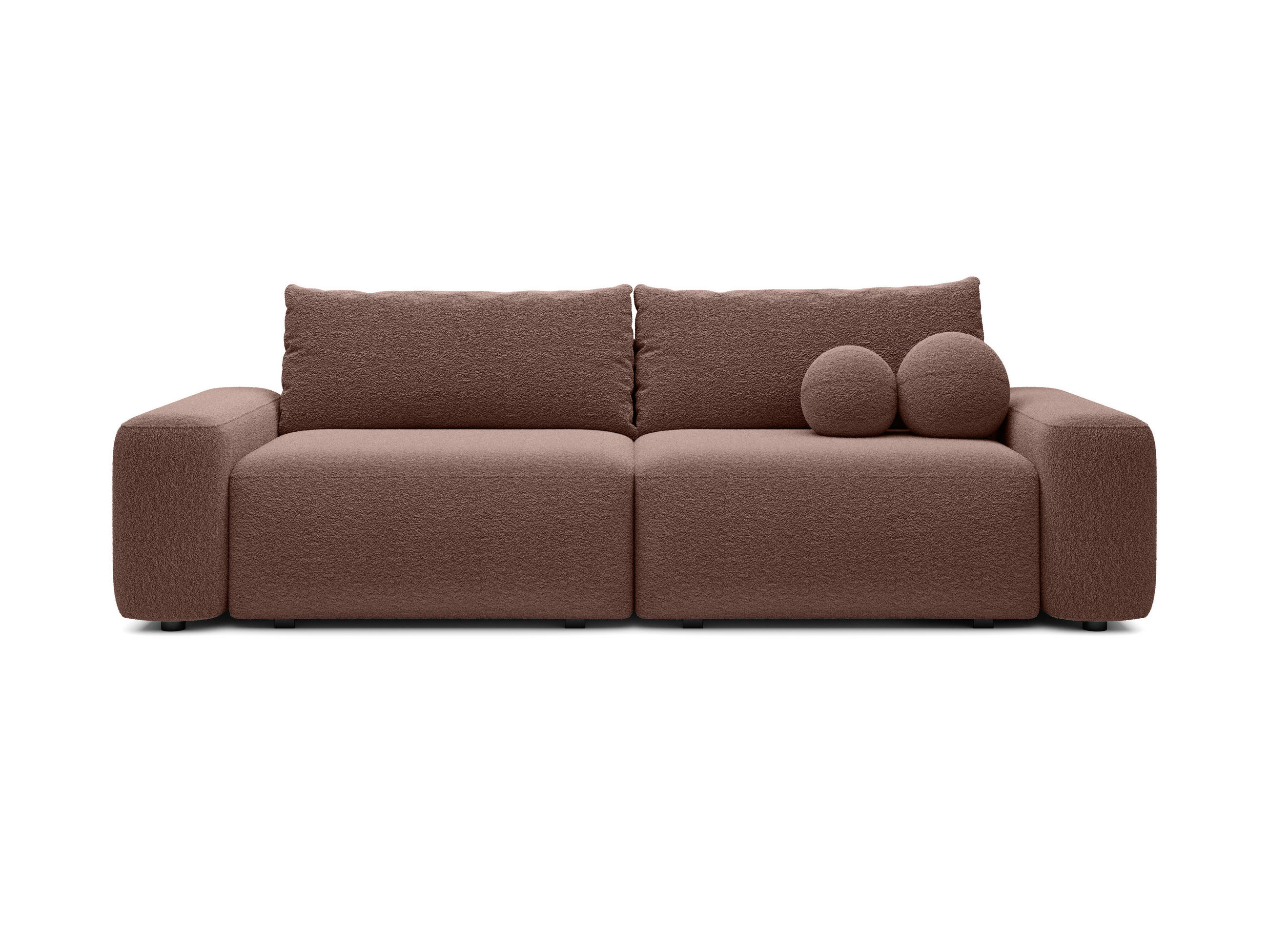 BETTSOFA RUOTA Braun Bucle-Stoff mit Schlaffunktion - Braun, Textil (105/87/257cm) - MASSENO