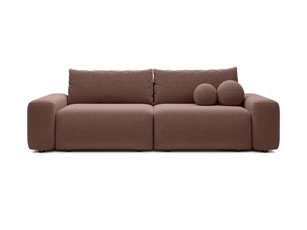 BETTSOFA RUOTA Braun Bucle-Stoff mit Schlaffunktion - Braun, Textil (105/87/257cm) - MASSENO