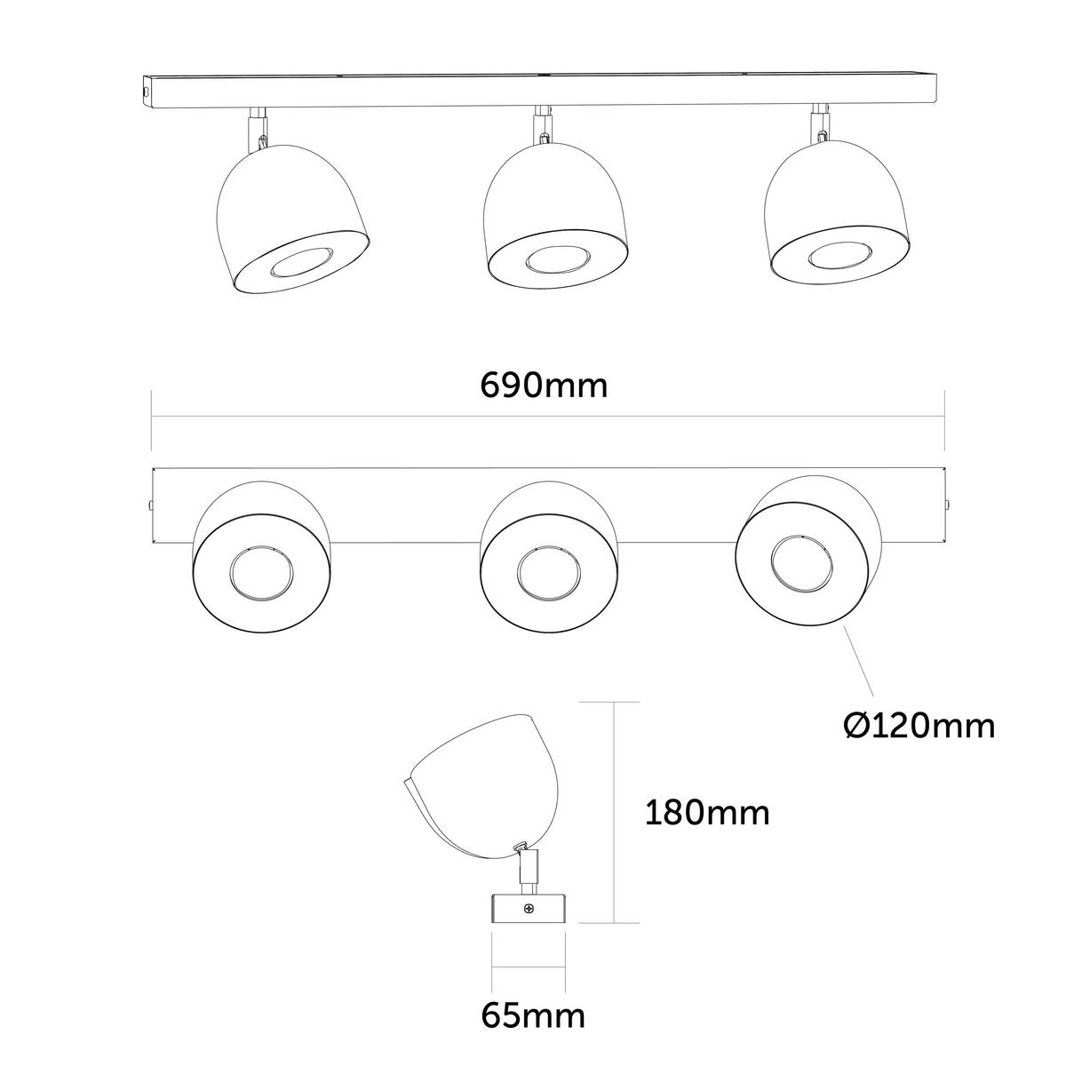 DECKENLEUCHTE Campanella X3 - Weiß, Metall (6.5/69/18cm) - Lumicom