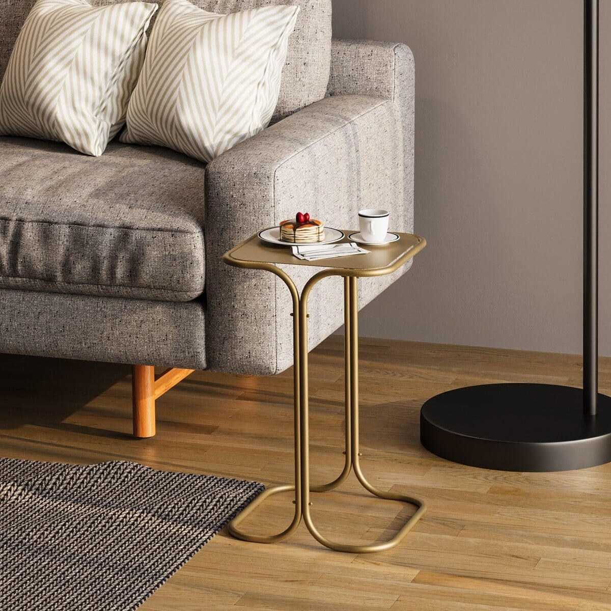BEISTELLTISCH mit rechteckiger metallplatte 30/30/52 cm - Goldfarben, Metall (40/30/52cm) - Calicosy